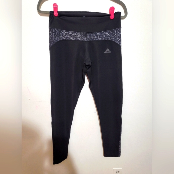 Adidas Black Climalite Leggings Running Tight Pants Zip Pocket. Size Medium. - Picture 1 of 4